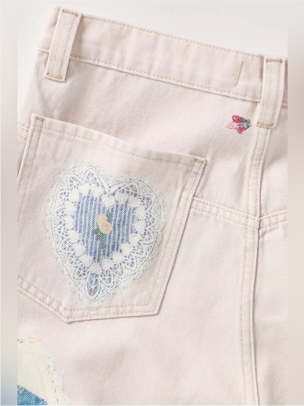NWT Free People We The Free Tinsley Printed Jeans Illusions Heirloom Ivory - 27 - Picture 8 of 12